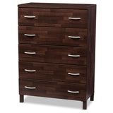 Baxton Studio Maison Oak Brown 5-Drawer Chest