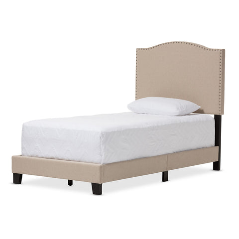 Baxton Studio Lancashire Modern and Contemporary White Faux Leather Upholstered Queen Size Bed Frame with Tapered Legs