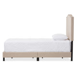 Baxton Studio Lancashire Modern and Contemporary White Faux Leather Upholstered Queen Size Bed Frame with Tapered Legs