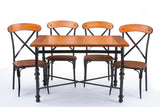 Baxton Studio Broxburn Light Brown Wood & Metal 5-Piece Dining Set