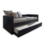 BAXTON STUDIO RISOM MODERN AND CONTEMPORARY BLACK FAUX LEATHER UPHOLSTERED TWIN SIZE DAYBED BED FRAME WITH TRUNDLE