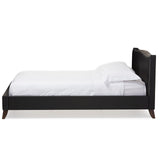 Baxton Studio Battersby Black Modern Bed with Upholstered Headboard - Queen Size