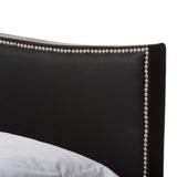 Baxton Studio Battersby Black Modern Bed with Upholstered Headboard - Queen Size