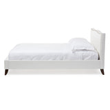 Baxton Studio Battersby White Modern Bed with Upholstered Headboard - Full Size