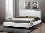 Baxton Studio Battersby White Modern Bed with Upholstered Headboard - Full Size