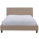 BAXTON STUDIO ZELLER BROWN LINEN MODERN QUEEN SIZE BED WITH UPHOLSTERED HEADBOARD