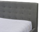 BAXTON STUDIO ZELLER GREY LINEN MODERN FULL SIZE BED WITH UPHOLSTERED HEADBOARD