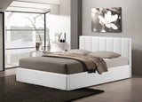 BAXTON STUDIO TEMPLEMORE WHITE LEATHER CONTEMPORARY QUEEN-SIZE BED
