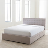 BAXTON STUDIO RENE MODERN AND CONTEMPORARY BEIGE FABRIC 4-DRAWER KING SIZE STORAGE PLATFORM BED