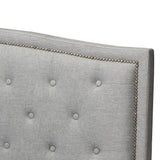Baxton Studio Jessie Modern Fabric Button Tufted Headboard and Footboard Bed with Nail Head Trim - Grey King