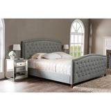 Baxton Studio Jessie Modern Fabric Button Tufted Headboard and Footboard Bed with Nail Head Trim - Grey King