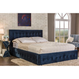 Baxton Studio Morgan Contemporary Navy Blue Velvet Button-Tufted Platform Bed - Queen