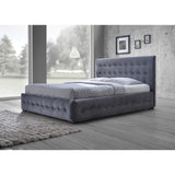 Baxton Studio Margaret Modern and Contemporary Grey Velvet Button-Tufted King Platform Bed