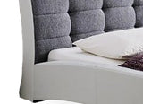 Baxton Studio Guerin Contemporary White Faux Leather Grey Fabric Two Tone Upholstered Grid Tufted Queen-Size Platform Bedone (1) Queen Size Bed