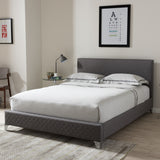 Baxton Studio Harlow Modern and Contemporary Grey Quilted Fabric Upholstered Queen Size Platform Bed