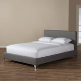 Baxton Studio Harlow Modern and Contemporary Grey Quilted Fabric Upholstered Queen Size Platform Bed