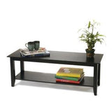 CONTEMPORARY BLACK WOOD COFFEE TABLE WITH BOTTOM SHELF