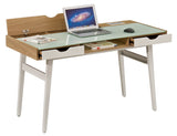 Office Desk with 2 Storage Drawers & Tempered Glass Top