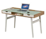 Office Desk with 2 Storage Drawers & Tempered Glass Top