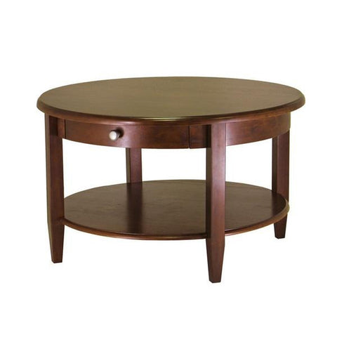CONCORD ROUND COFFEE TABLE WITH DRAWER AND SHELF