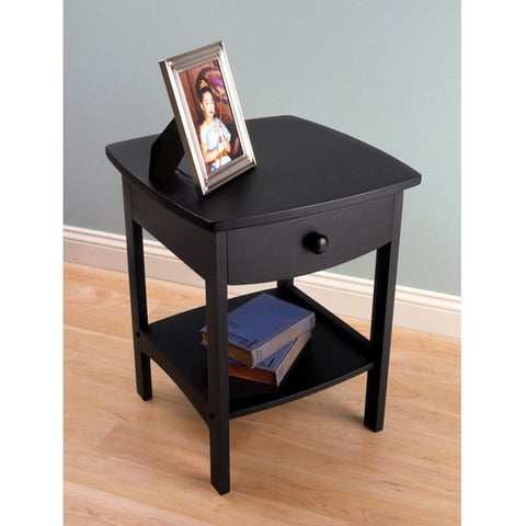 CURVED END TABLE NIGHTSTAND BLACK