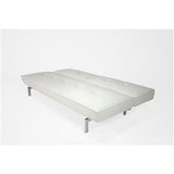 MODERN FUTON SLEEPER SOFA BED IN WHITE FAUX LEATHER