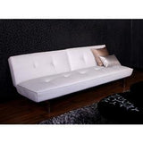 MODERN FUTON SLEEPER SOFA BED IN WHITE FAUX LEATHER