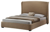 BAXTON STUDIO SHEILA TAN LINEN MODERN BED WITH UPHOLSTERED HEADBOARD - KING SIZE