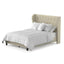 QUEEN SIZE UPHOLSTERED WINGBACK BED WITH BUTTON TUFTED HEADBOARD IVORY