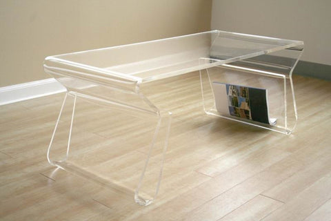 Baxton Studio Acrylic Coffee Table with Magazine Rack