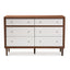 Baxton Studio Harlow Mid-Century Modern White and Walnut Wood 6-Drawer Dresser