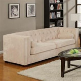 Almond Velvet Microfiber Button Tufted Fabric Sofa