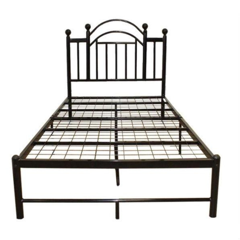 FULL SIZE BLACK PLATFORM METAL BED FRAME WITH HEADBOARD