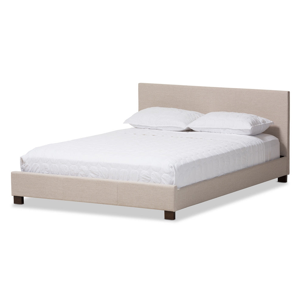 Baxton Studio Elizabeth Modern and Contemporary Beige Fabric Upholstered Panel-Stitched Full Size Platform Bed