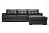 Baxton Studio Dobson Black Leather Sectional Sofa