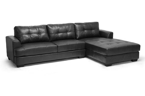 Baxton Studio Dobson Black Leather Sectional Sofa