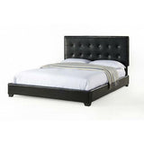 KING SIZE DARK BROWN FAUX LEATHER HEADBOARD UPHOLSTERED PLATFORM BED