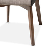 Baxton Studio Kimberly Mid-Century Modern Walnut Wood Round 5-Piece Dining Set