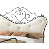 Baxton Studio Alanna Queen Size Shabby Chic Metal Platform Bed with Beige Tufted Headboard