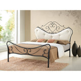 Baxton Studio Alanna Queen Size Shabby Chic Metal Platform Bed with Beige Tufted Headboard