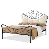 Baxton Studio Alanna Queen Size Shabby Chic Metal Platform Bed with Beige Tufted Headboard