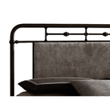 Baxton Studio Nashville Queen Size Antique Bronze Metal Platform Bed with Upholstered Headboard