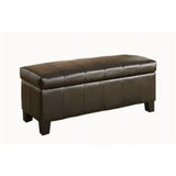 DARK BROWN FAUX LEATHER UPHOLSTERED STORAGE BENCH
