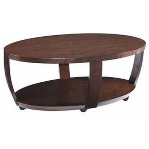 SOLID HARDWOOD OVAL MOBILE COFFEE TABLE WITH CASTERS