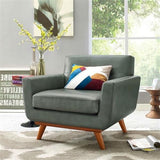MODERN MID-CENTURY STYLE ARM CHAIR IN GRAY ECO LEATHER