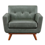 MODERN MID-CENTURY STYLE ARM CHAIR IN GRAY ECO LEATHER