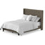 QUEEN SIZE UPHOLSTERED BED WITH WINGBACK BUTTON-TUFTED HEADBOARD IN TAUPE CHENILLE FABRIC