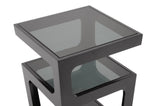 Baxton Studio Clara Black Modern End Table with 3-Tiered Glass Shelves