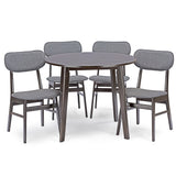 Baxton Studio Debbie Mid-Century Dark Brown Wood 5pc Dining Set