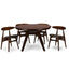 Baxton Studio Flamingo Mid-Century Dark Walnut Wood 5pc Dining Set